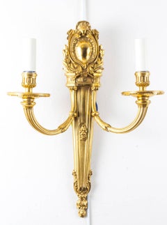 Antique Pair of Sheraton Style Twin Branch Wall Lights, 19th Century