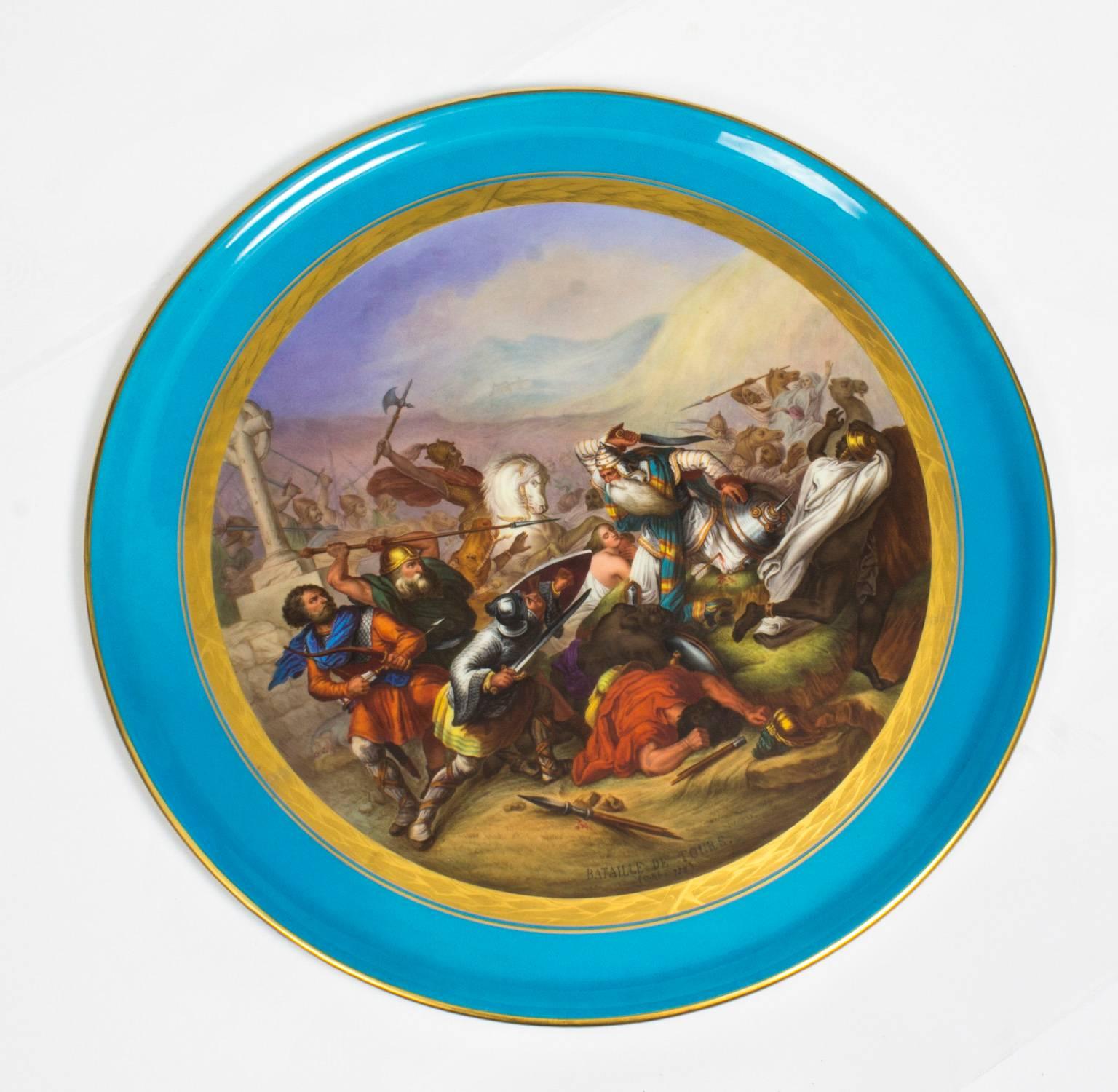 Antique Sevres Porcelain Plaque of the Bataille De Tours, 18th Century 4