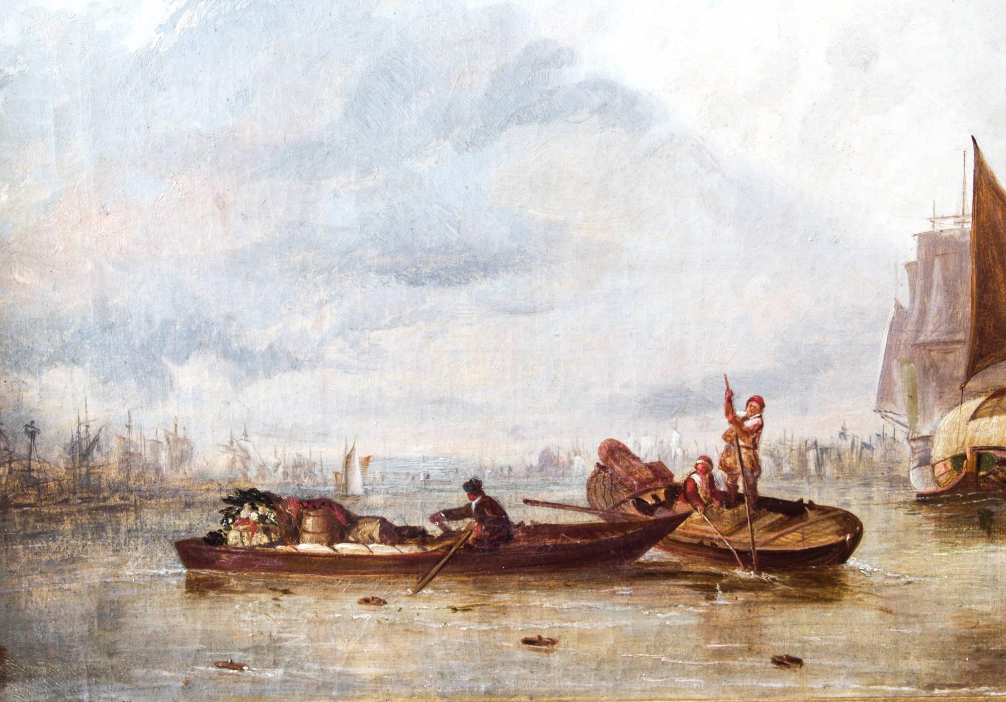 Dutch Painting of Boats on an Estuary Circle Hermans Koekkoek, 19th Century In Excellent Condition In London, GB