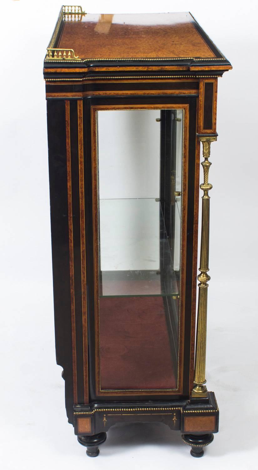 Ancien meuble de rangement victorien en amboyna et pilier ébénisé, 19ème siècle en vente 2