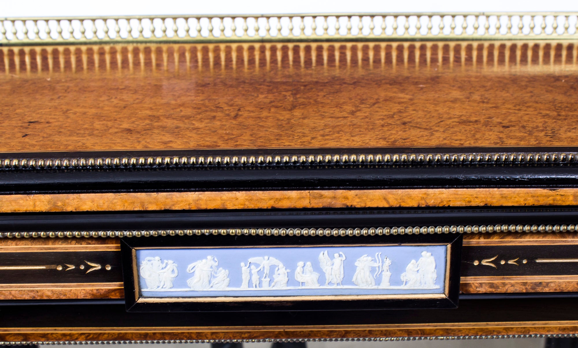 Antique Victorian Amboyna And Ebonized Pier Cabinet 19th Century
