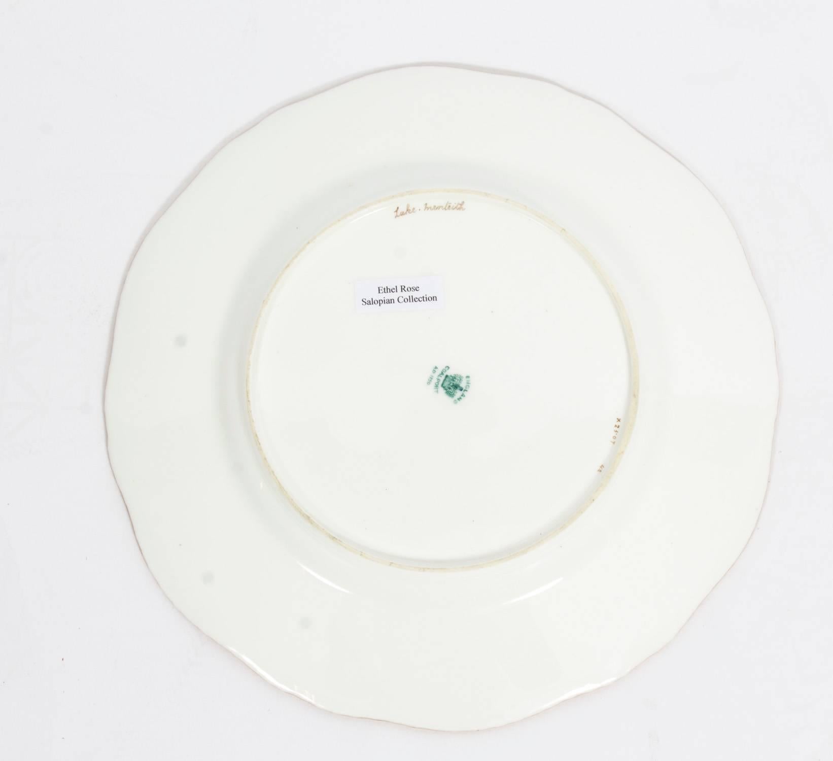 English Antique Coalport Porcelain Plate Lake Menteith, 1891 For Sale