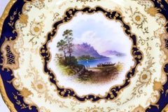 Antique Coalport Porcelain Plate Lake Menteith, 1891