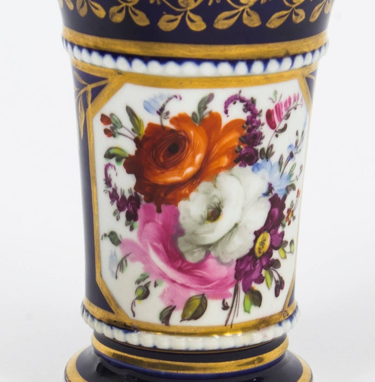 Antique Pair of Royal Blue Regency English Spill Vases, Early 19th Century For Sale at 1stDibs