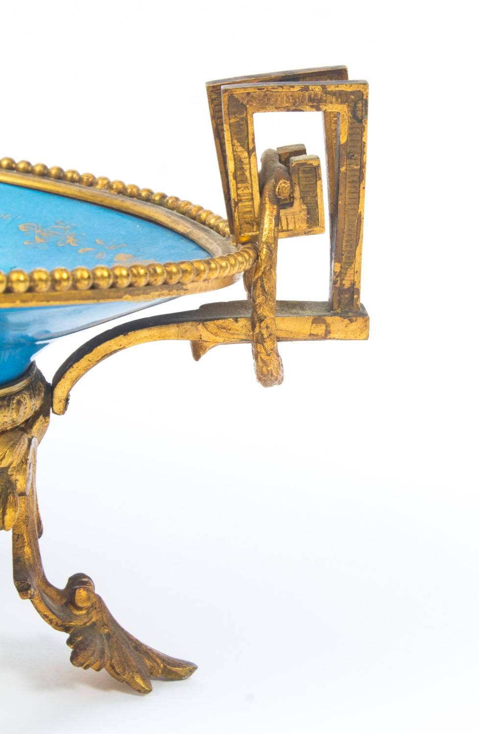 Mid-19th Century Antique Ormolu Mounted Bleu Celeste Sevres Porcelain Plate, 19th Century