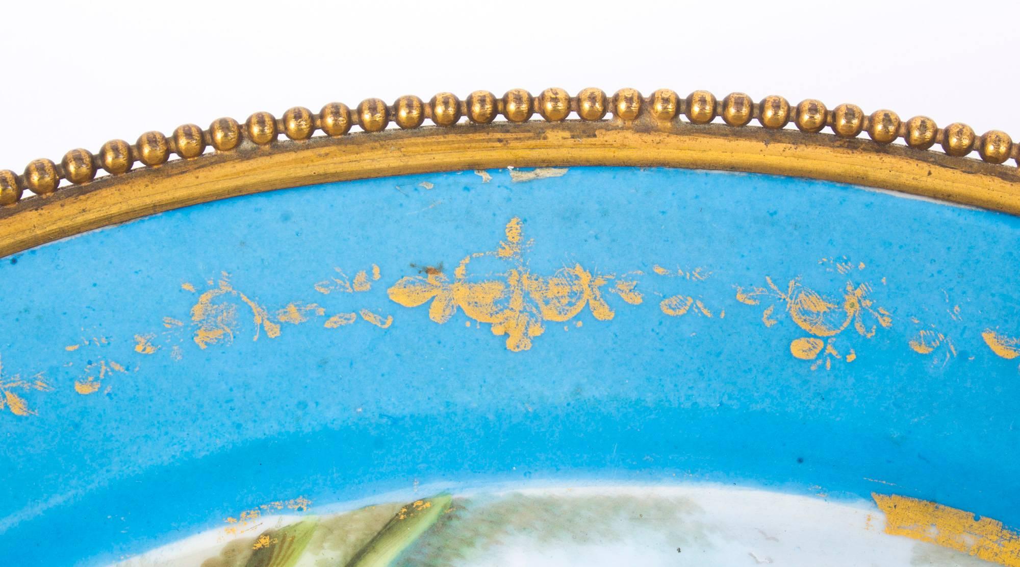 Antique Ormolu Mounted Bleu Celeste Sevres Porcelain Plate, 19th Century 3