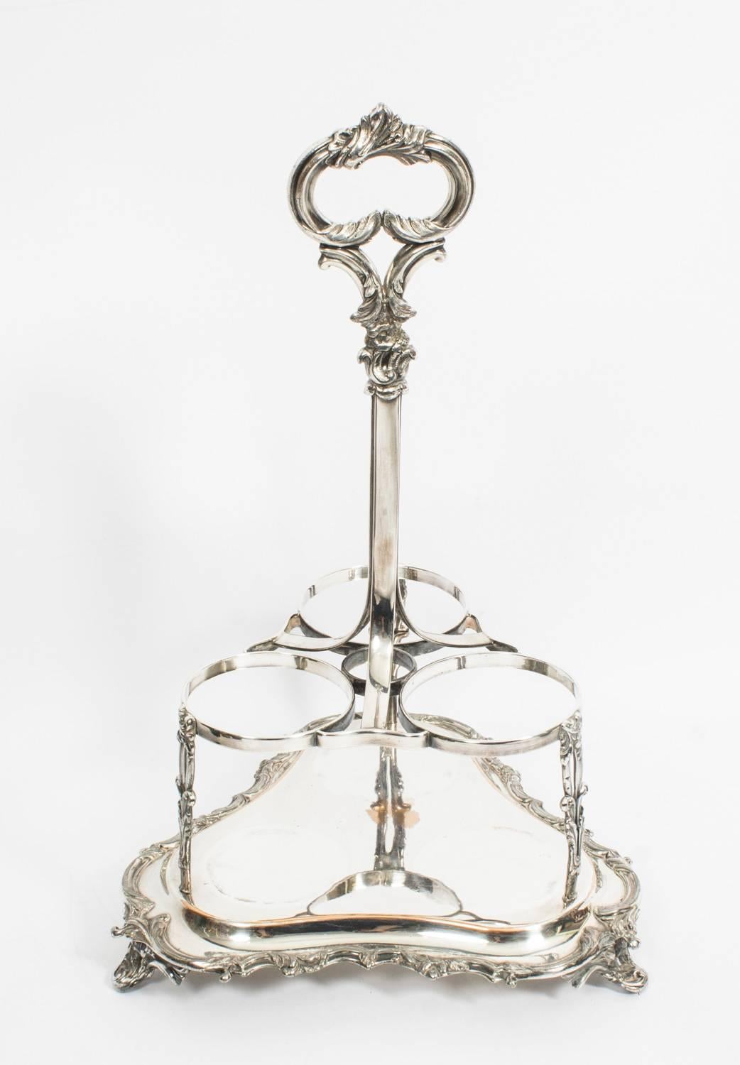 Antique Old Sheffield Silver Plate Decanter Stand Tantalus, 19th Century 2