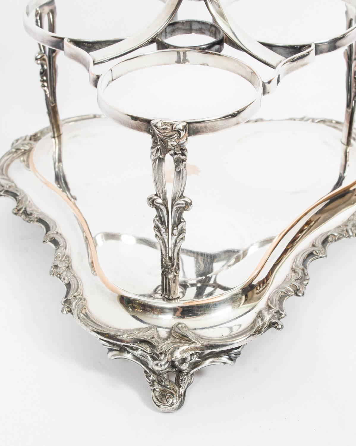 Antique Old Sheffield Silver Plate Decanter Stand Tantalus, 19th Century 3
