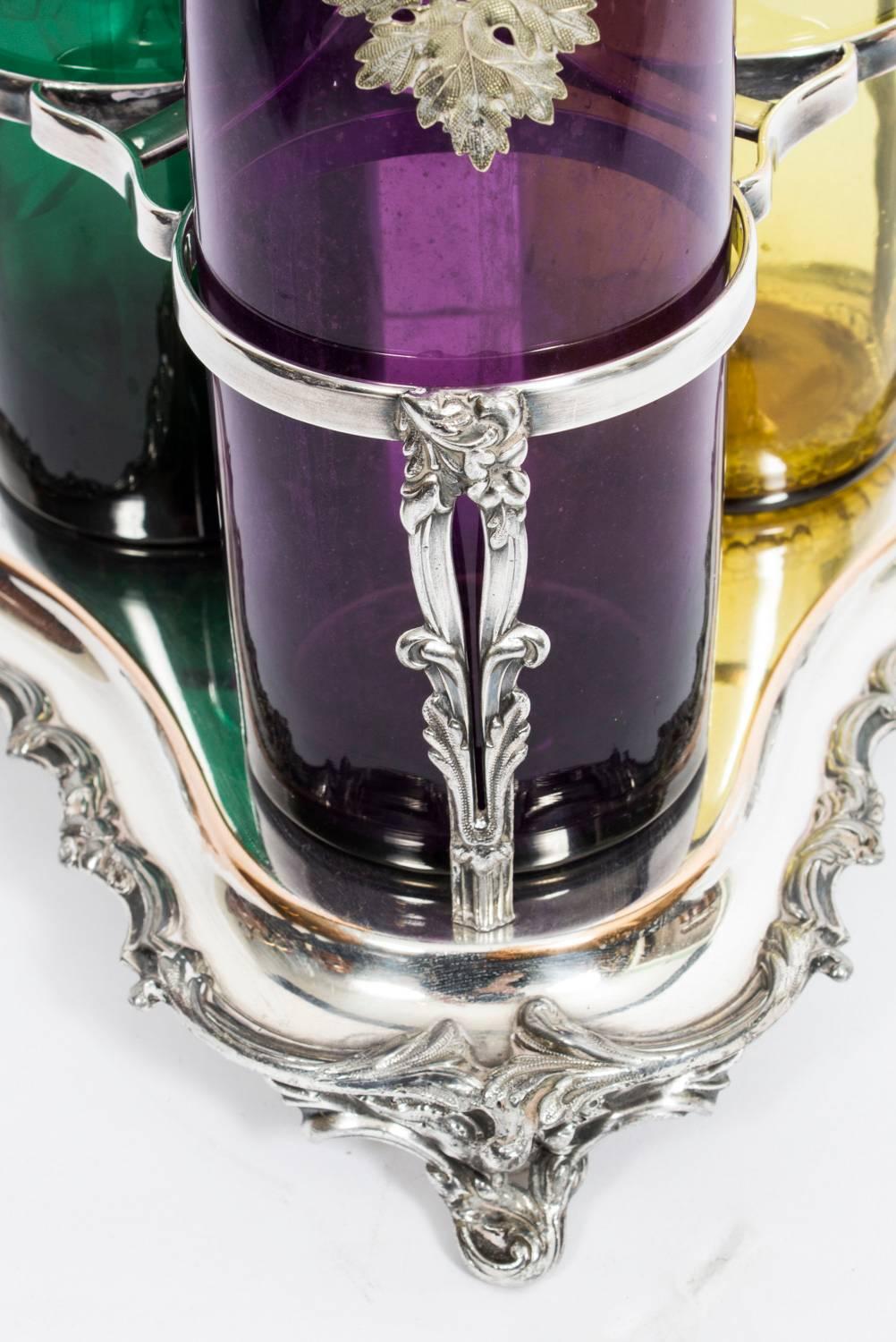 Mid-19th Century Antique Old Sheffield Silver Plate Decanter Stand Tantalus, 19th Century
