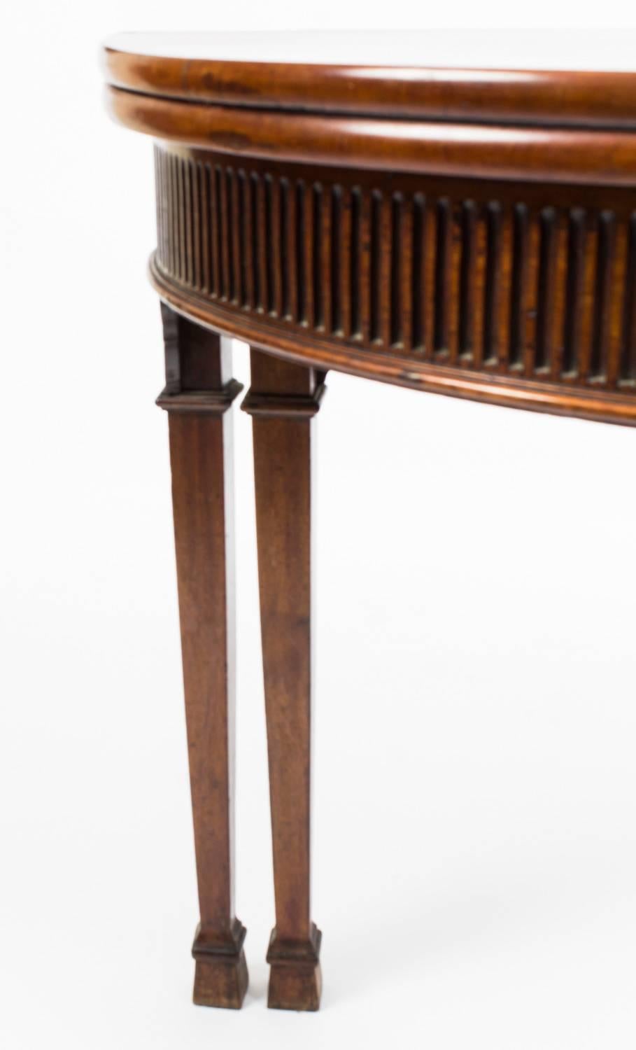 Antique Edwardian Inlaid Demilune Card Console Tea Table, Late 19th Century In Excellent Condition In London, GB