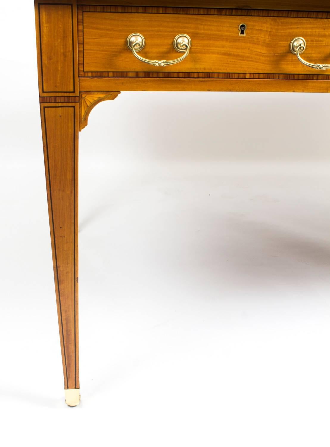 Late 19th Century Antique Satinwood Writing Table Desk Maple & Co Paris 19th Century