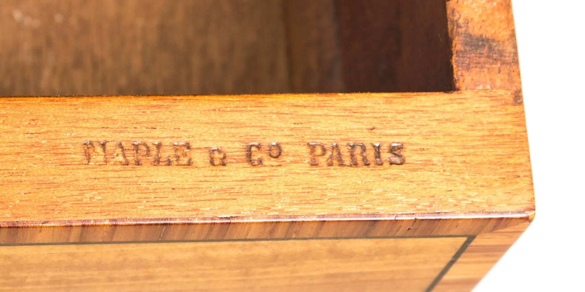 Antique Satinwood Writing Table Desk Maple & Co Paris 19th Century 3