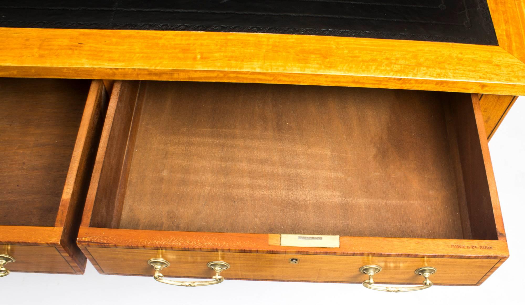 Antique Satinwood Writing Table Desk Maple & Co Paris 19th Century 2