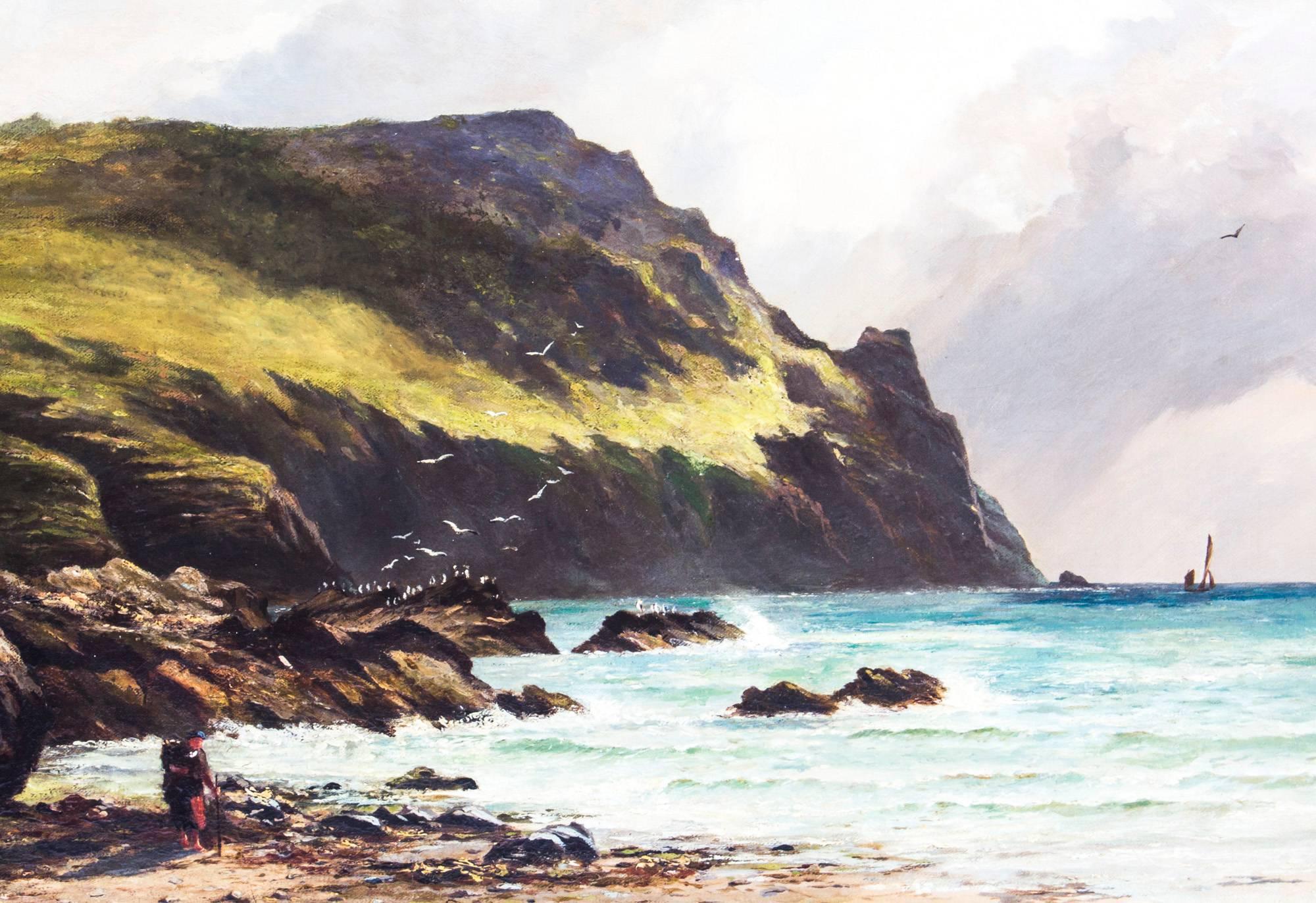 English Antique Oil on Canvas Painting by George Ficklin, Signed, 1880
