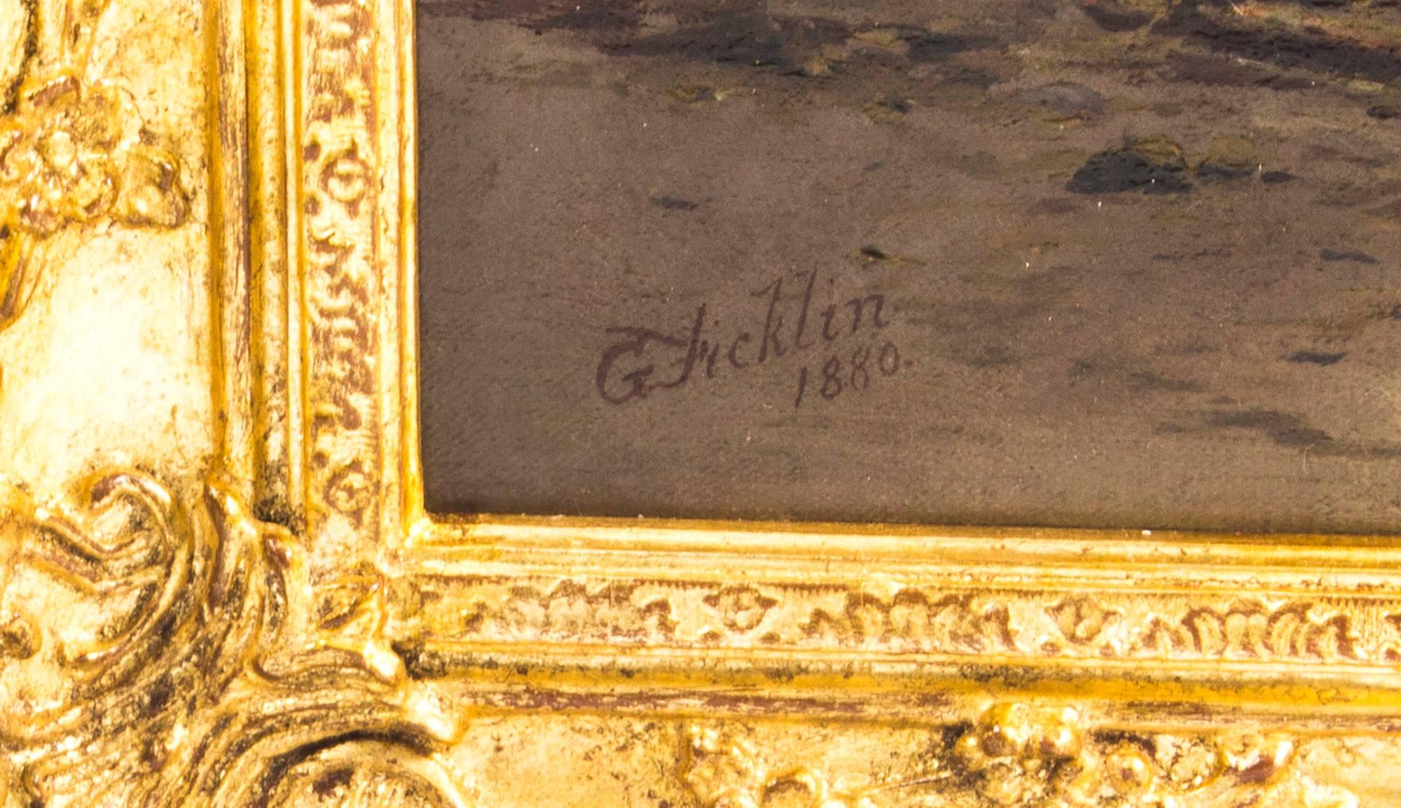Late 19th Century Antique Oil on Canvas Painting by George Ficklin, Signed, 1880