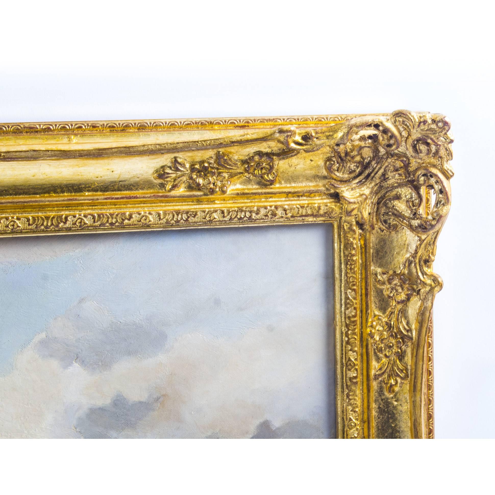 Antique Oil on Canvas Painting by George Ficklin, Signed, 1880 3