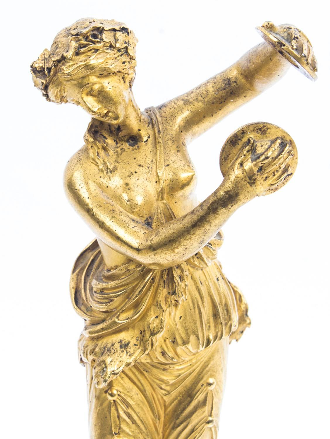 19th Century Pair of French Ormolu Classical Maidens Dancing 5