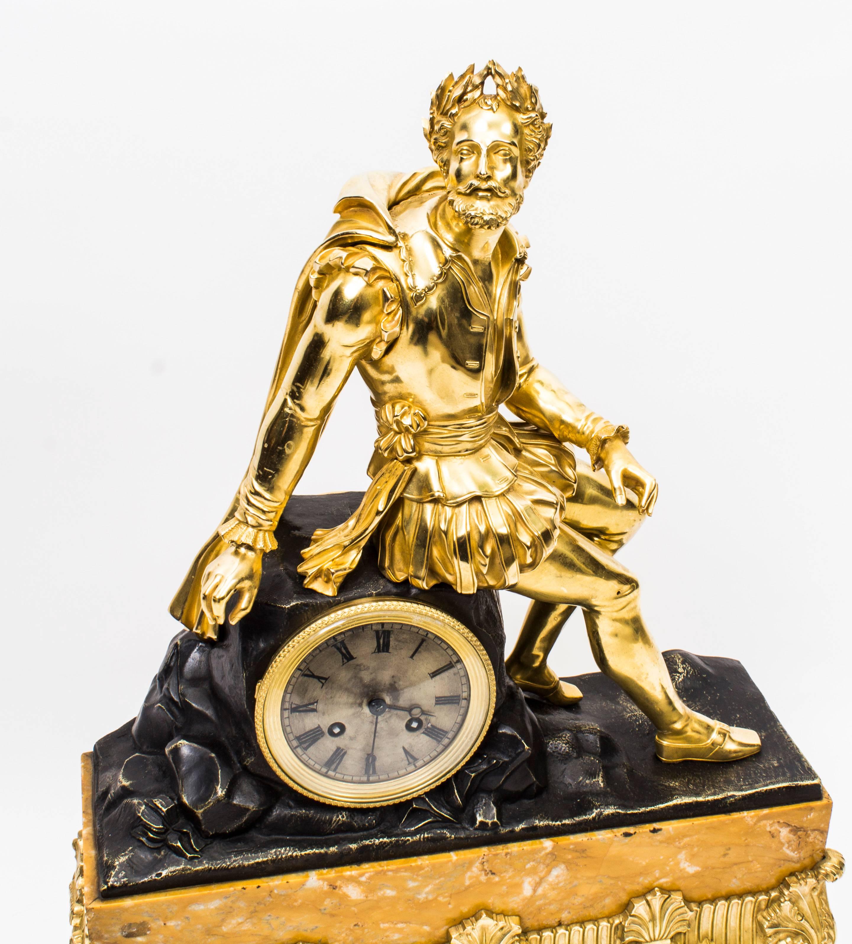 19th Century French Ormolu and Bronze Mantel Clock In Excellent Condition In London, GB
