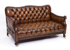 19th Century Victorian Button Back Leather Three-Piece Suite