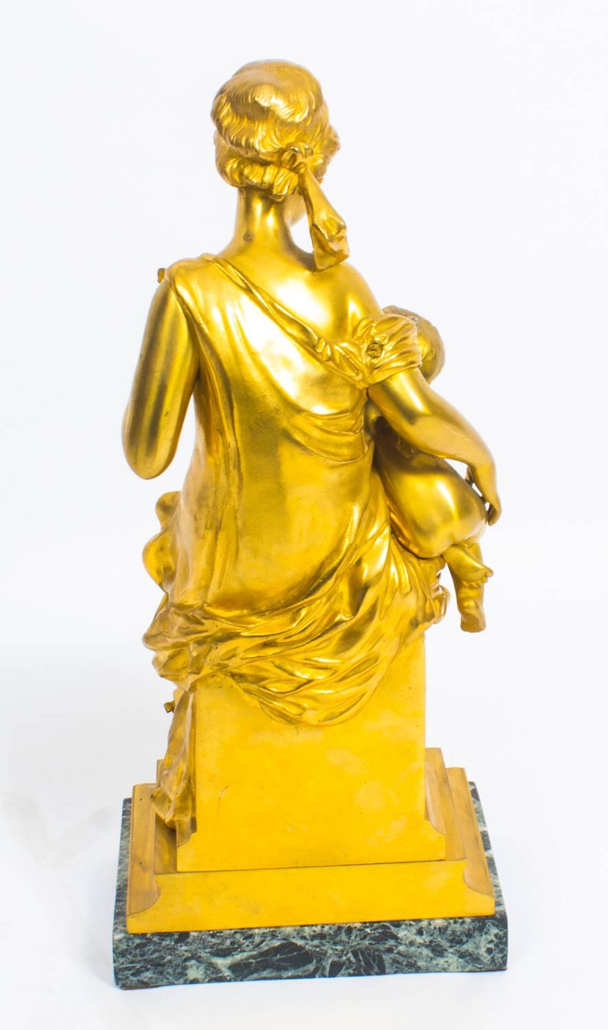 Antique Gilt Bronze of Cupid and Venus by J Van Rasbourg 19th Century 3