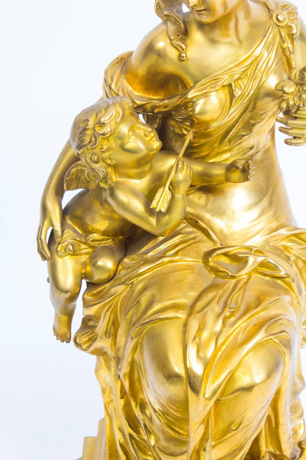 Antique Gilt Bronze of Cupid and Venus by J Van Rasbourg 19th Century 1