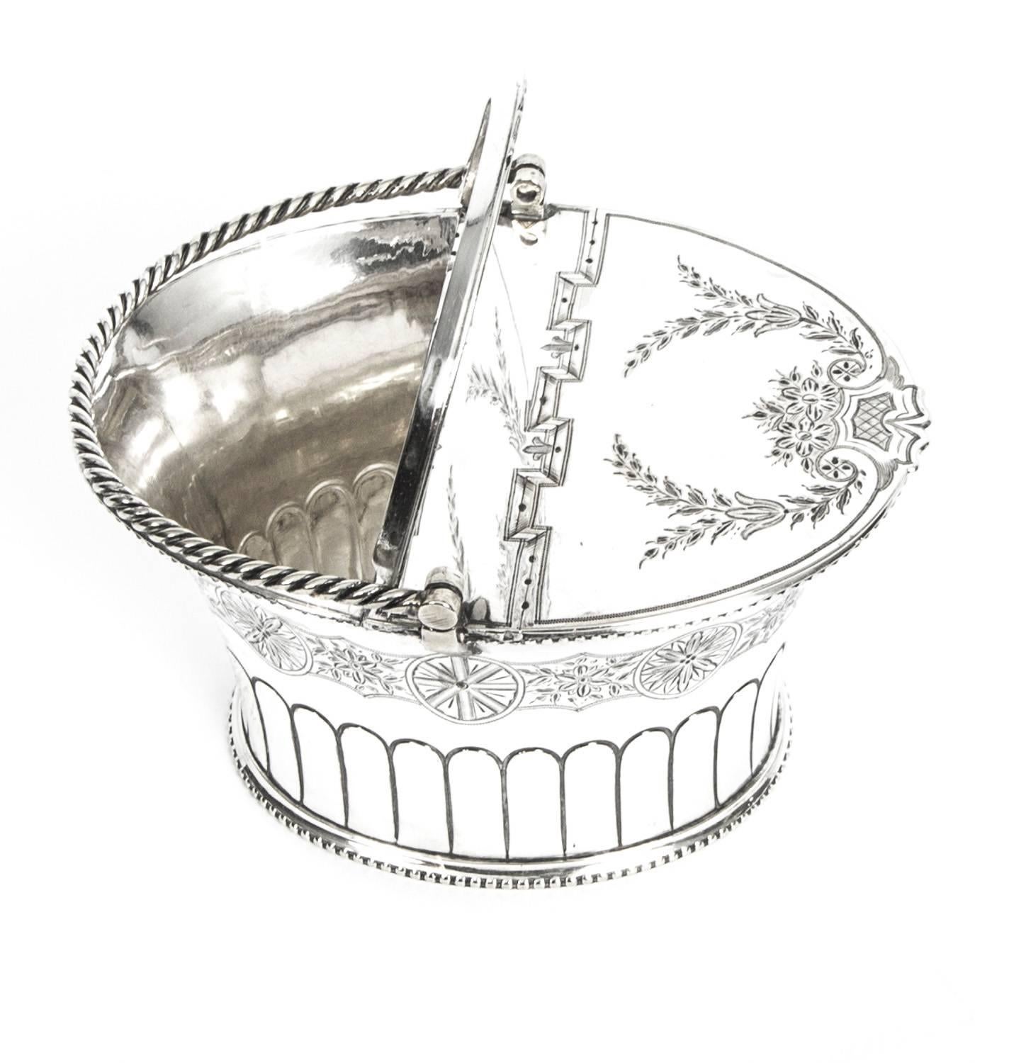 Mid-19th Century Antique Silver Plated Victorian Sweet Basket 19th Century