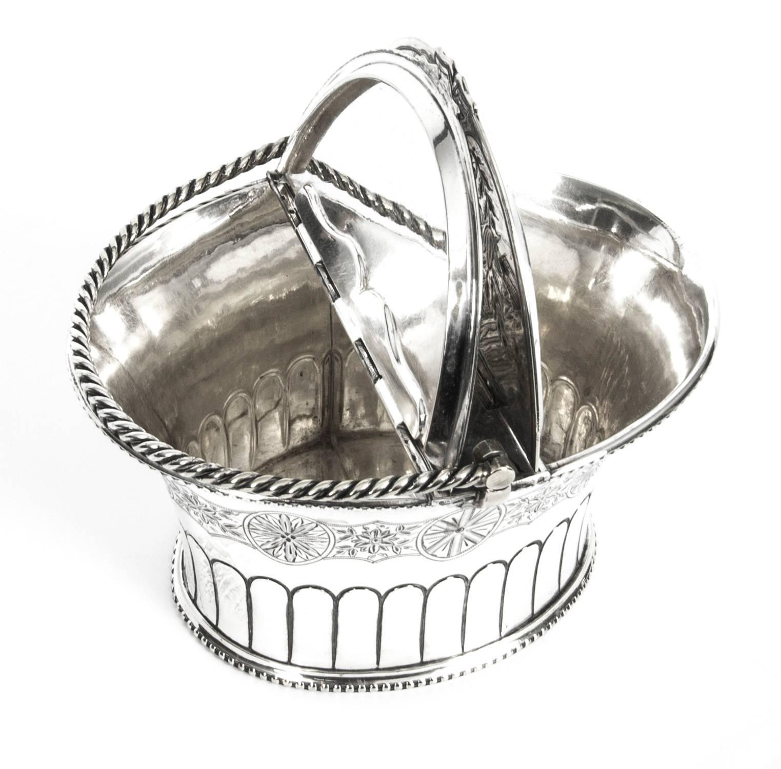 Antique Silver Plated Victorian Sweet Basket 19th Century 1
