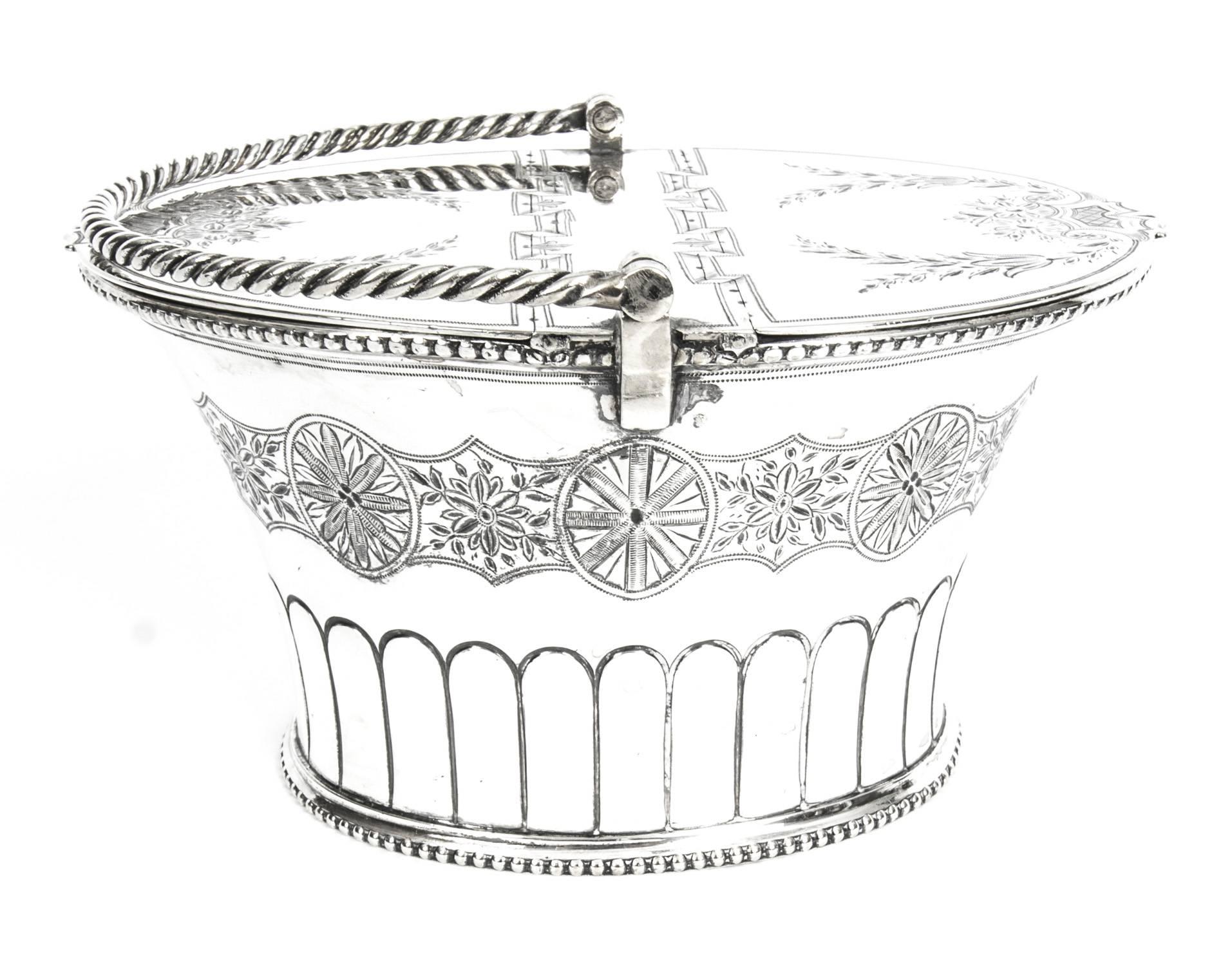 This is a gorgeous antique Victorian silver plated sweet basket, C 1860.

Practical and stylish, this is sure to get noticed when in use, or on display. It bears the marks of the Victorian silversmith Hamilton & Laidlaw on the underside.

This