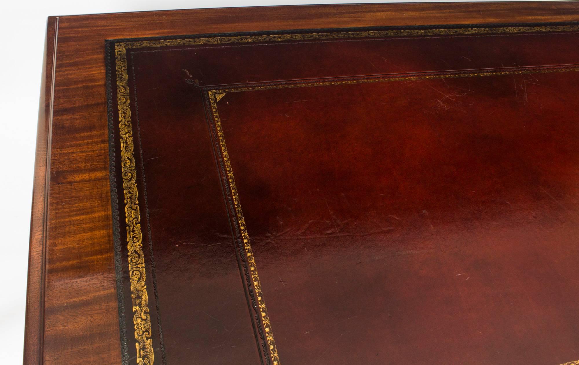 English Early 20th Century Partners Desk by Harrods 
