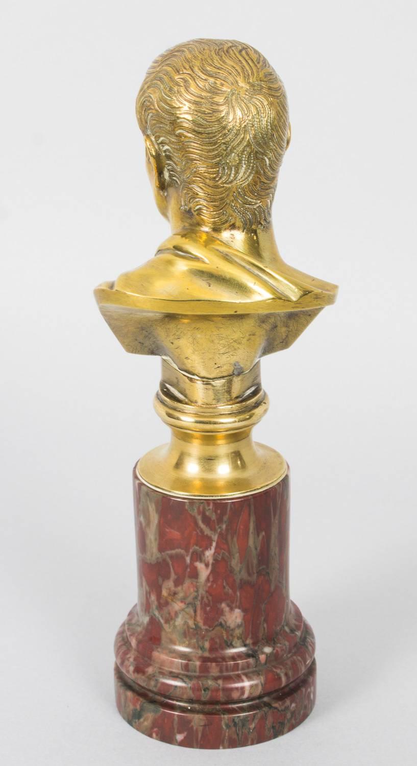 19th Century French Grand Tour Bronze Desk Bust of Roman Emperor Caligula 1