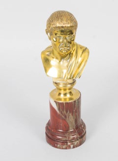 19th Century French Grand Tour Bronze Desk Bust of Roman Emperor Caligula