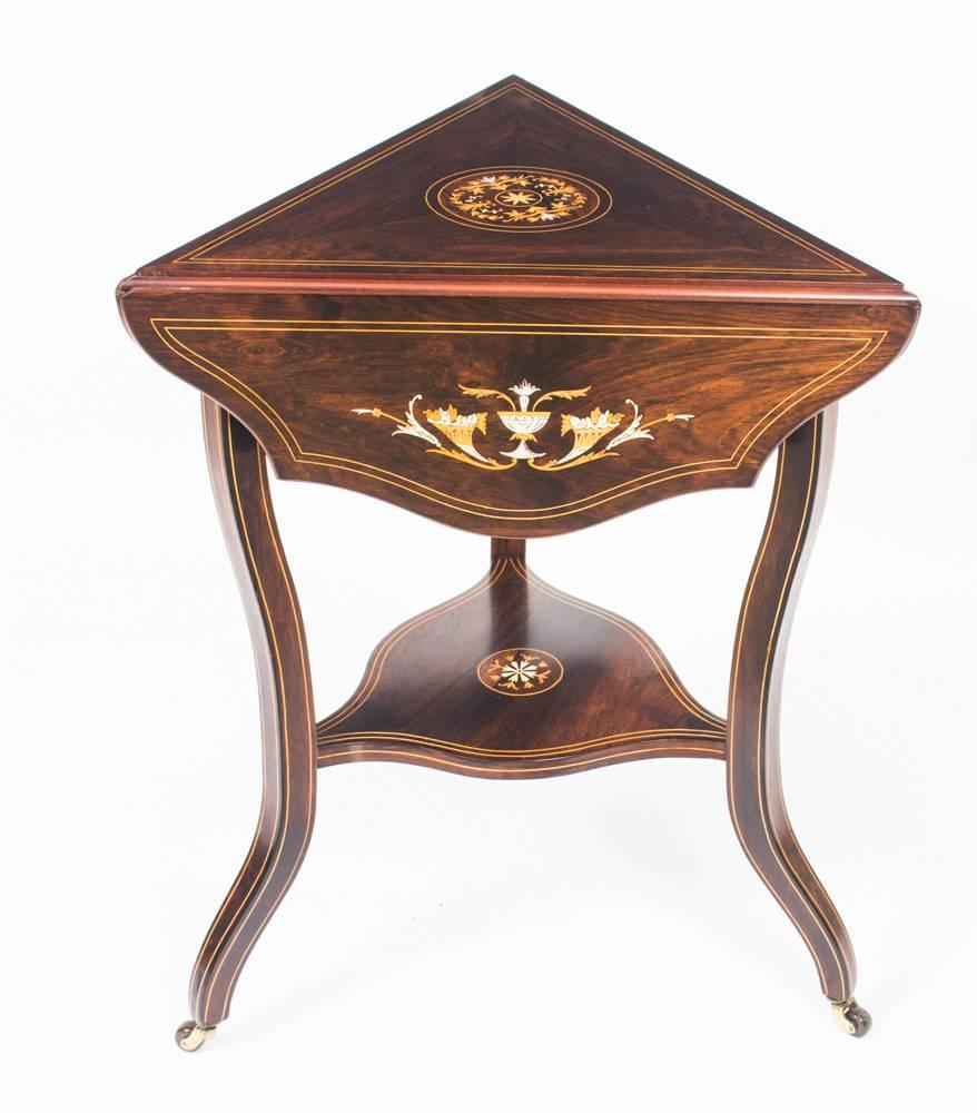 Early 20th Century Edwardian Triple Drop Flap Occasional Side Table For Sale 1