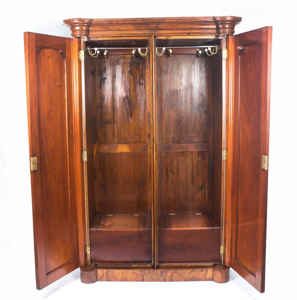 Late 19th Century 19th Century Victorian Burr Walnut Wardrobe