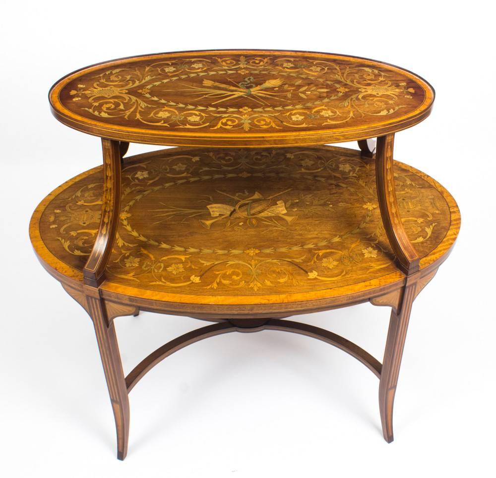 19th Century English Mahogany & Satinwood Etagere Tray Table For Sale 2