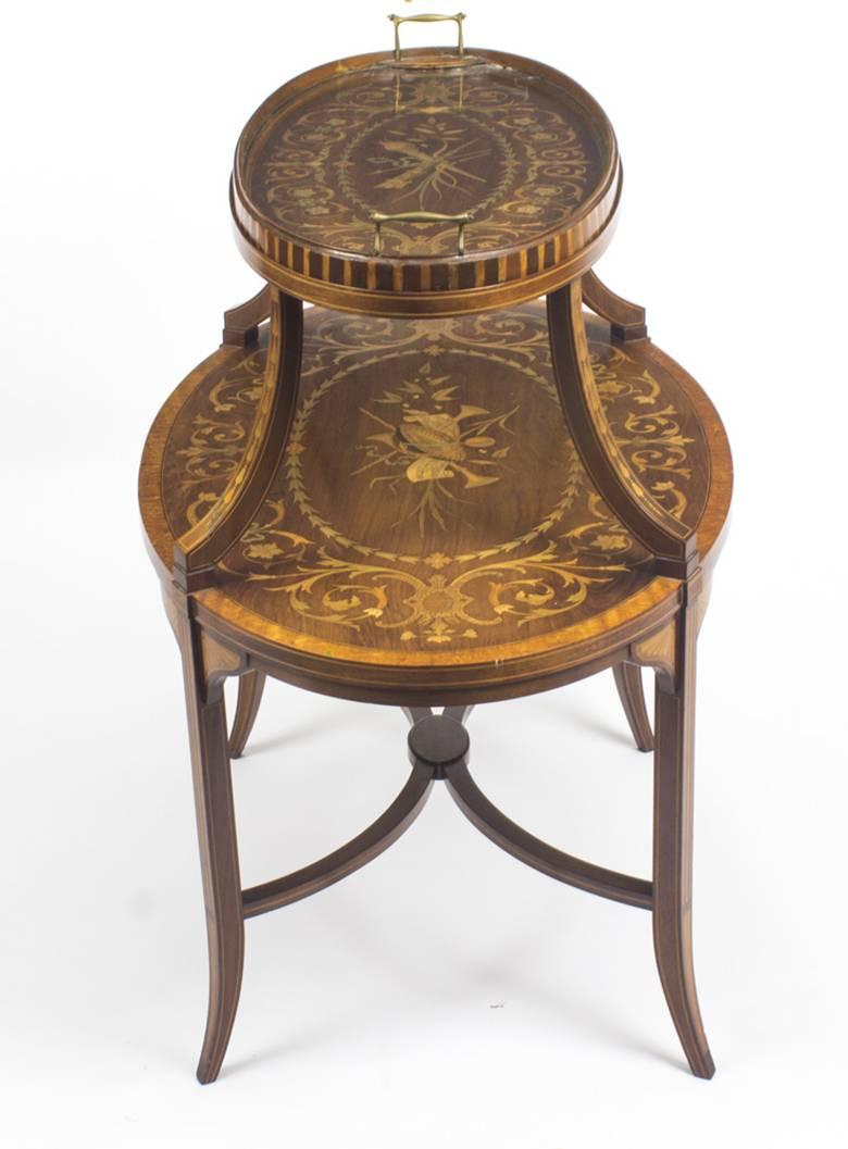 19th Century English Mahogany & Satinwood Etagere Tray Table For Sale 4