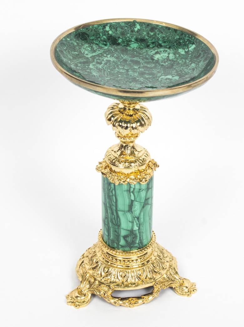19th Century Pair Malachite and Ormolu Mounted Tazzas  In Excellent Condition In London, GB