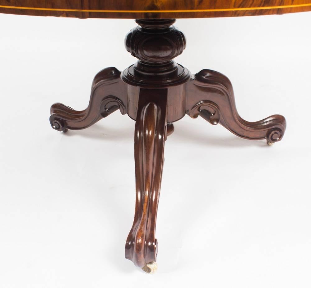 19th Century Victorian Burr Walnut Marquetry Loo Centre Table 4