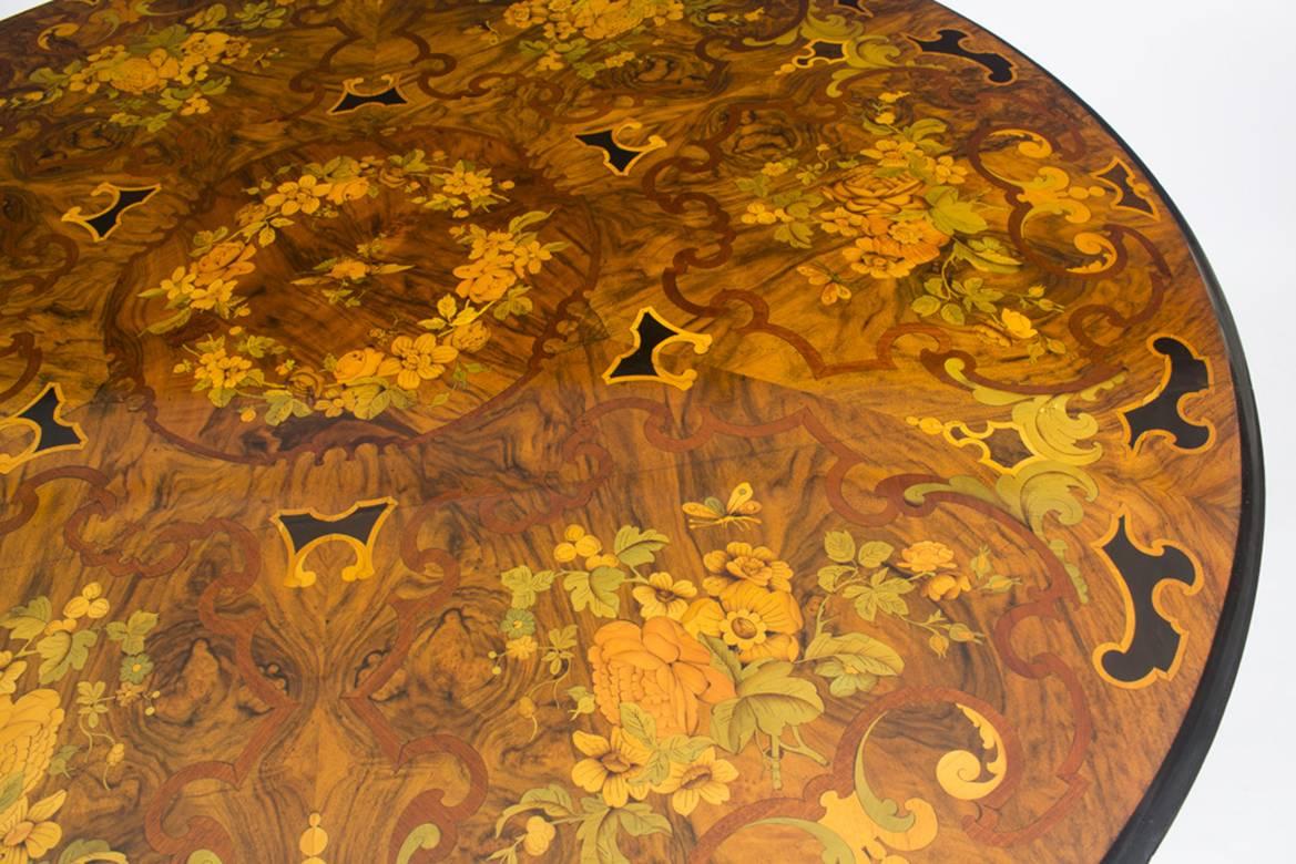 19th Century Victorian Burr Walnut Marquetry Loo Centre Table 2