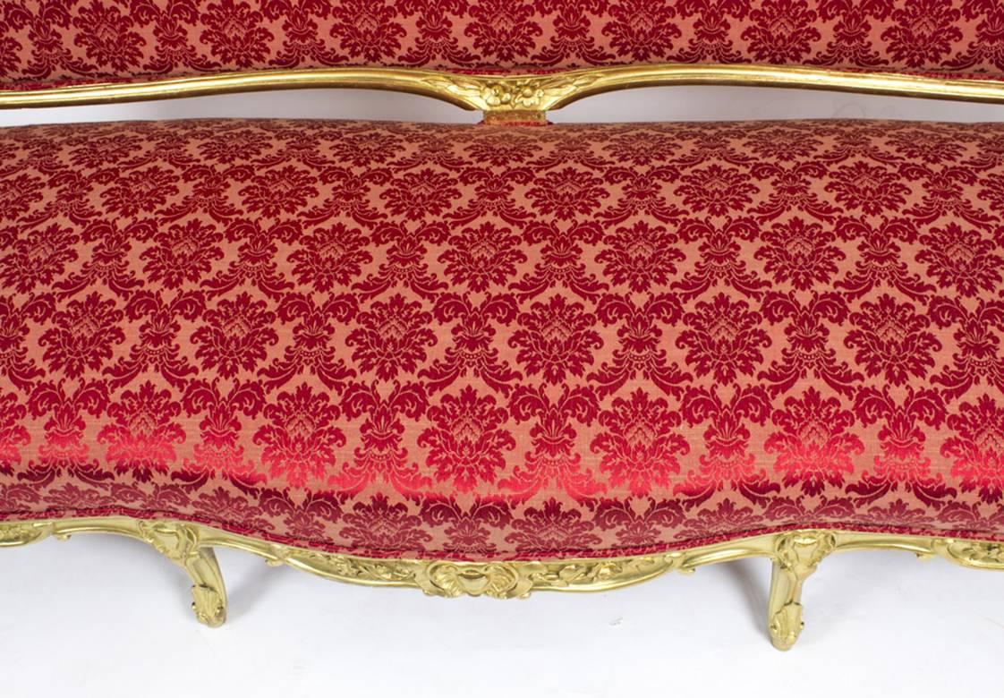 Late 19th Century 19th Century French Giltwood Framed Canape' Settee from Humewood Castle For Sale
