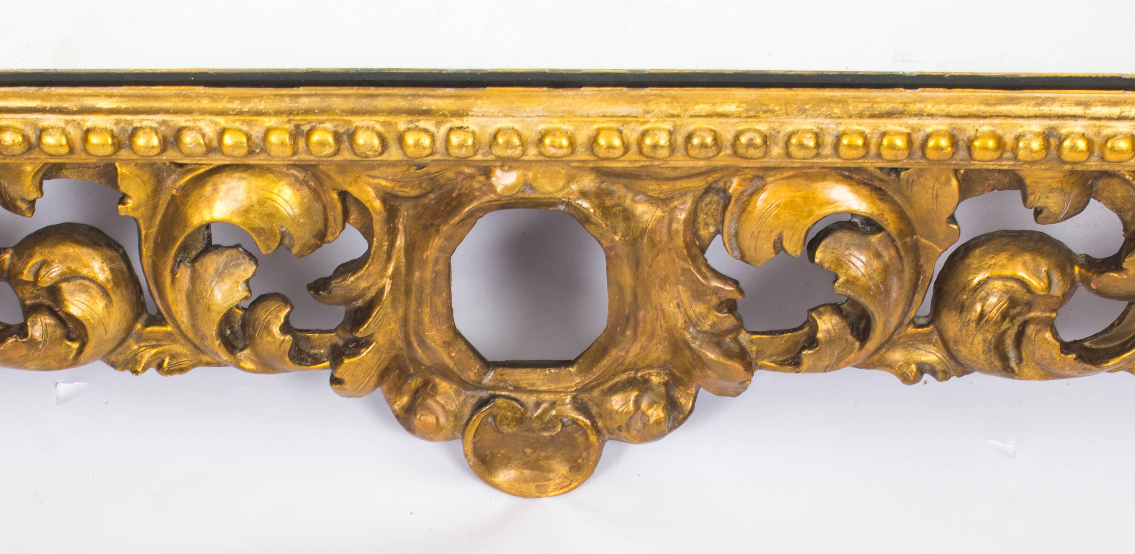 Antique Italian Gilded Florentine Mirror, 18th Century In Excellent Condition In London, GB