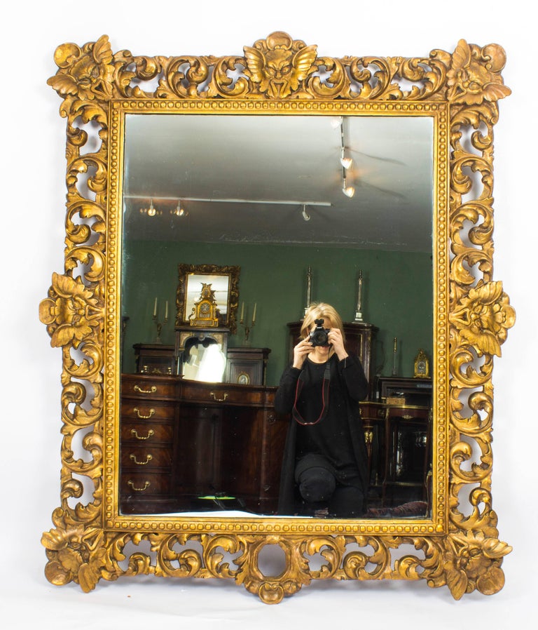 Antique Large Italian Gilded Florentine Mirror, 18th Century For Sale