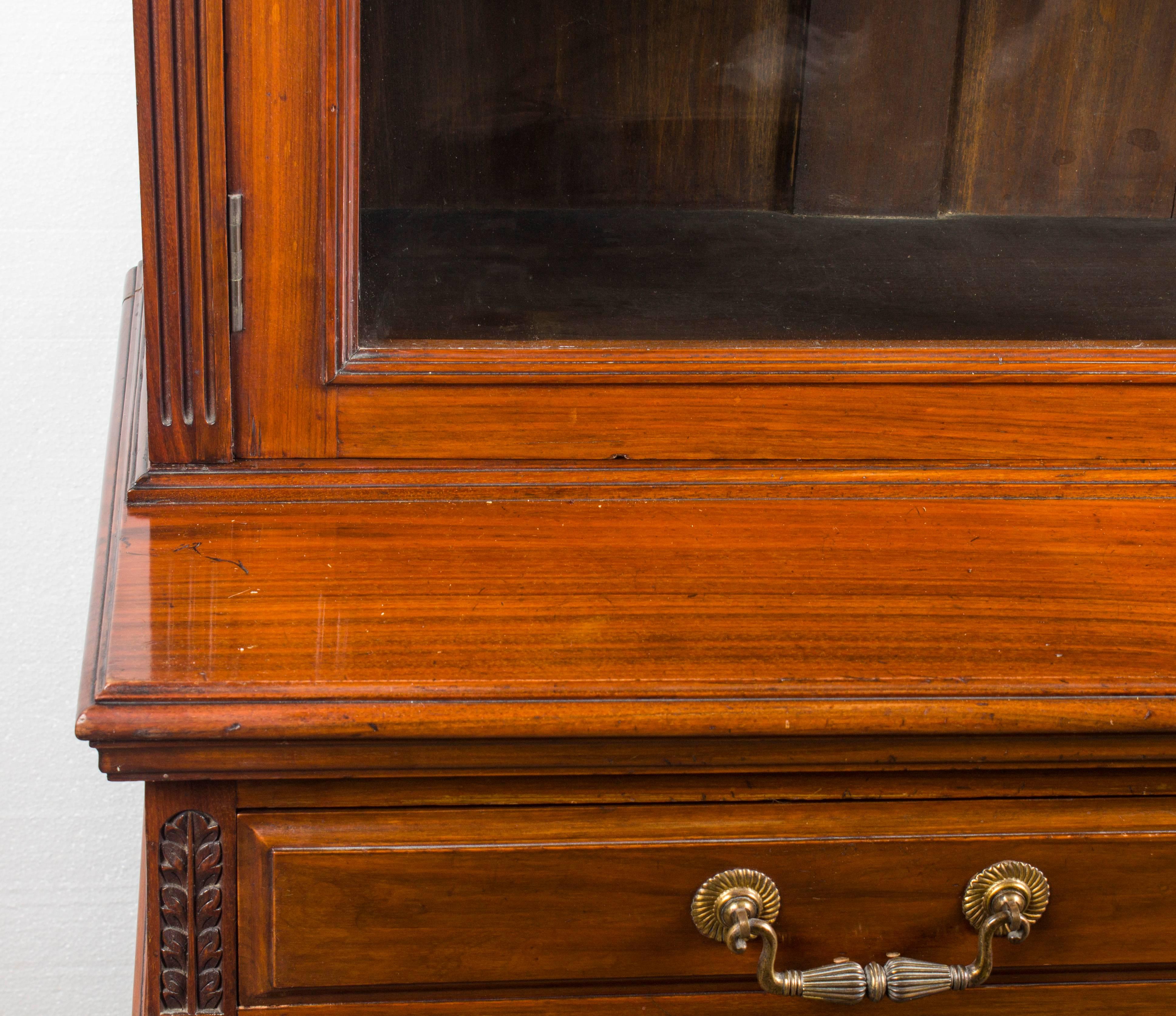 Late 19th Century Antique Edwardian Figured Walnut Bookcase, 19th Century