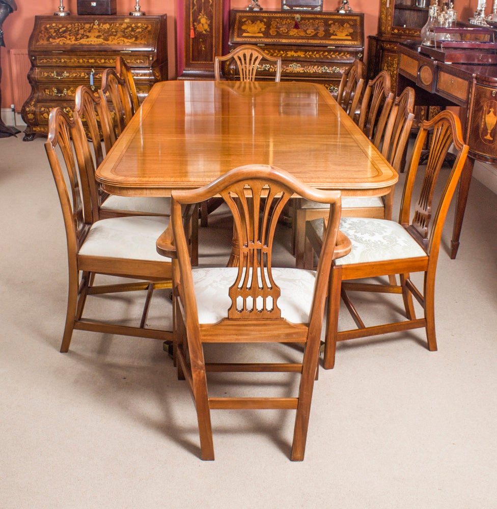 William Tillman Regency Dining Table And Ten Hepplewhite Chairs William Tillman Regency Dining Table And Ten Hepplewhite Chairs 20th Century At 1stdibs