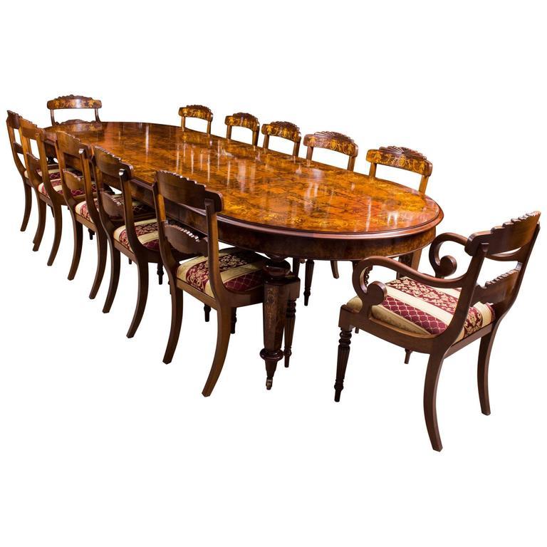 Huge Bespoke Handmade Marquetry Walnut Extending Dining Table 18 Bespoke Handmade Burr Walnut Marquetry Dining Table And 12 Chairs
