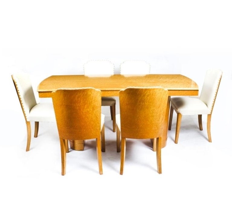1930s Art Deco Birdseye Maple Dining Table 6 Chairs For Sale 1930s Art Deco Birdseye Maple Dining Table 6 Chairs For Sale