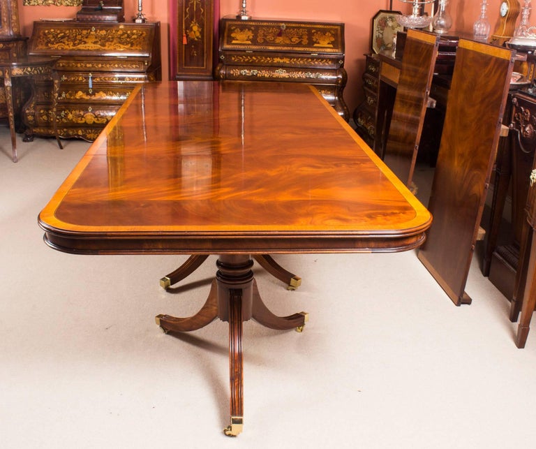 Bespoke Regency Style Inlaid Flame Mahogany Dining Table at 1stdibs