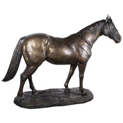 Vintage Stunning Massive Life-Size Bronze Statue of a Stallion, Late 20th Century