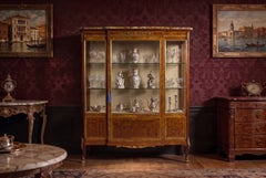 Antique French Parquetry Ormolu Mounted Vitrine Cabinet 19th Century