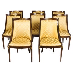 Vintage Set of Eight French Empire Revival Gondola Dining Chairs 20th C