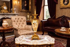 Antique Bleu Celeste Sevres Porcelain Ormolu Table Lamp 19th Century